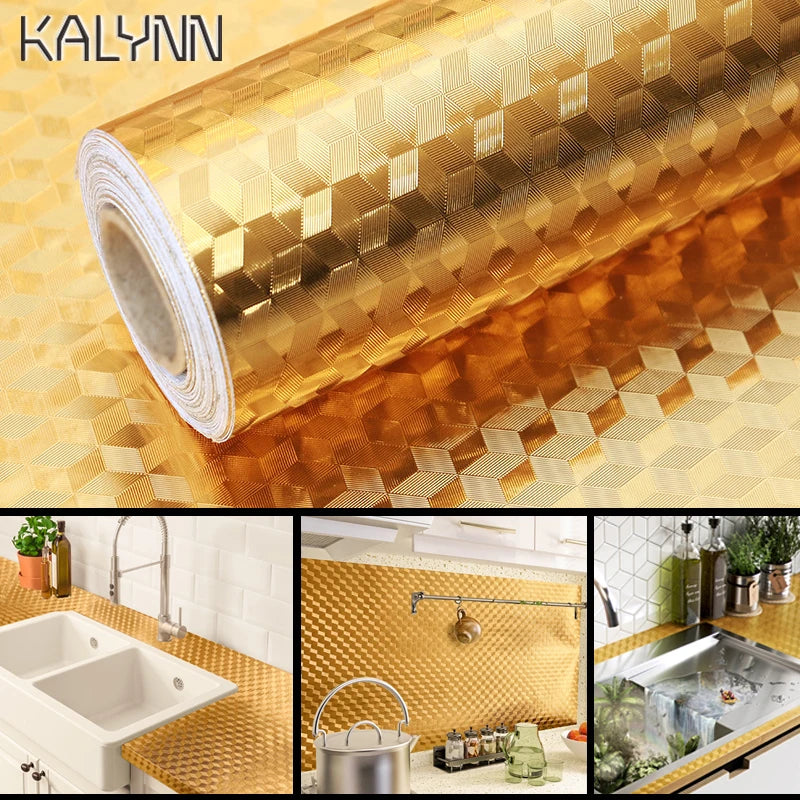 Gold Metal Self-Adhesive Wallpaper