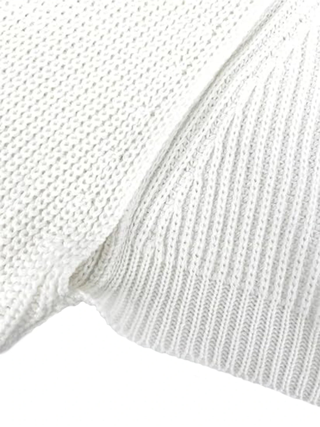 Elegant Solid Color Ribbed Knitted Cardigan