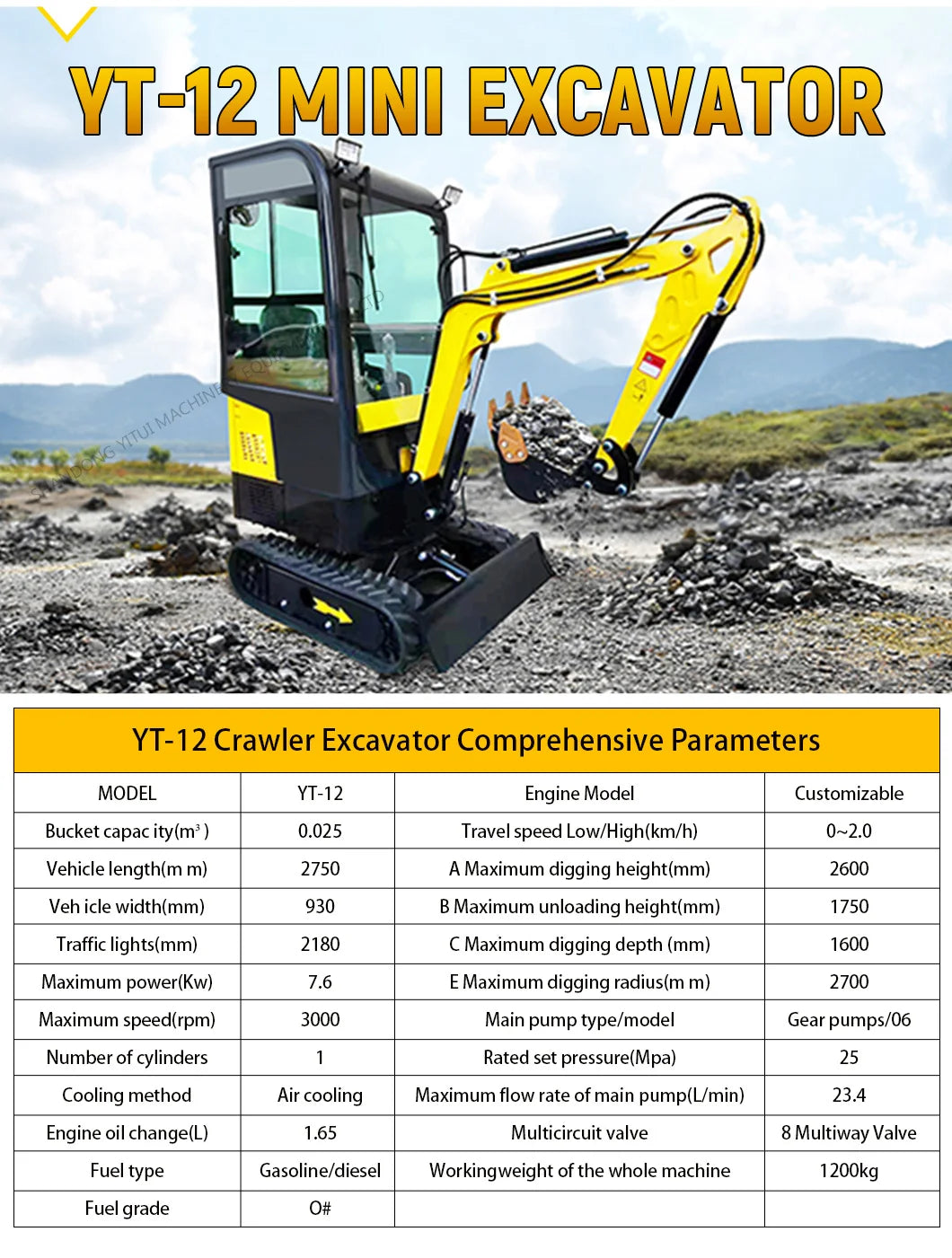 Crawler Mini Excavator 1.5–2 Ton – Kubota Engine