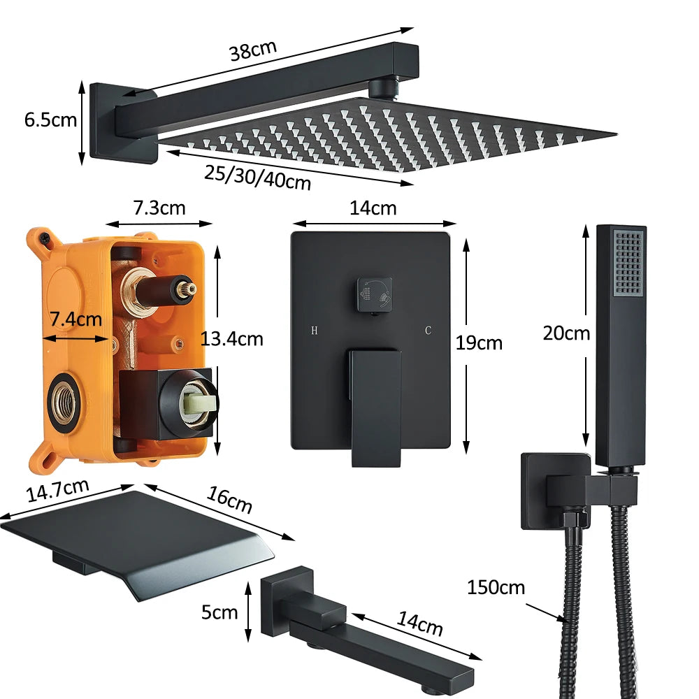 Black Concealed Shower Set