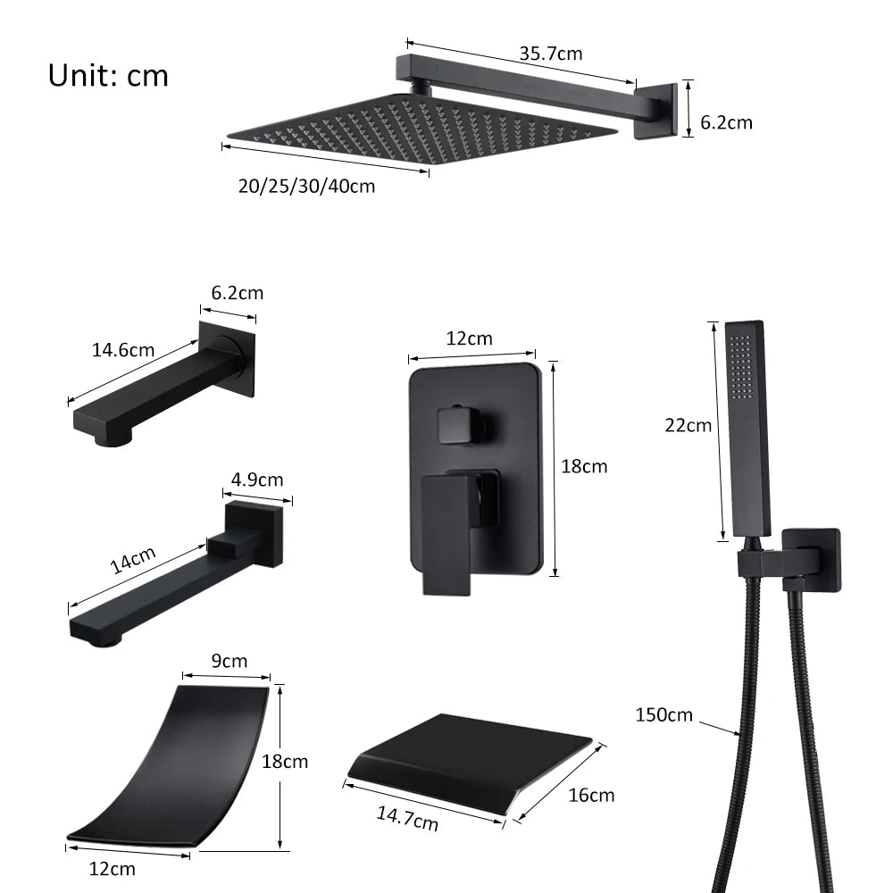 Black Concealed Shower Set
