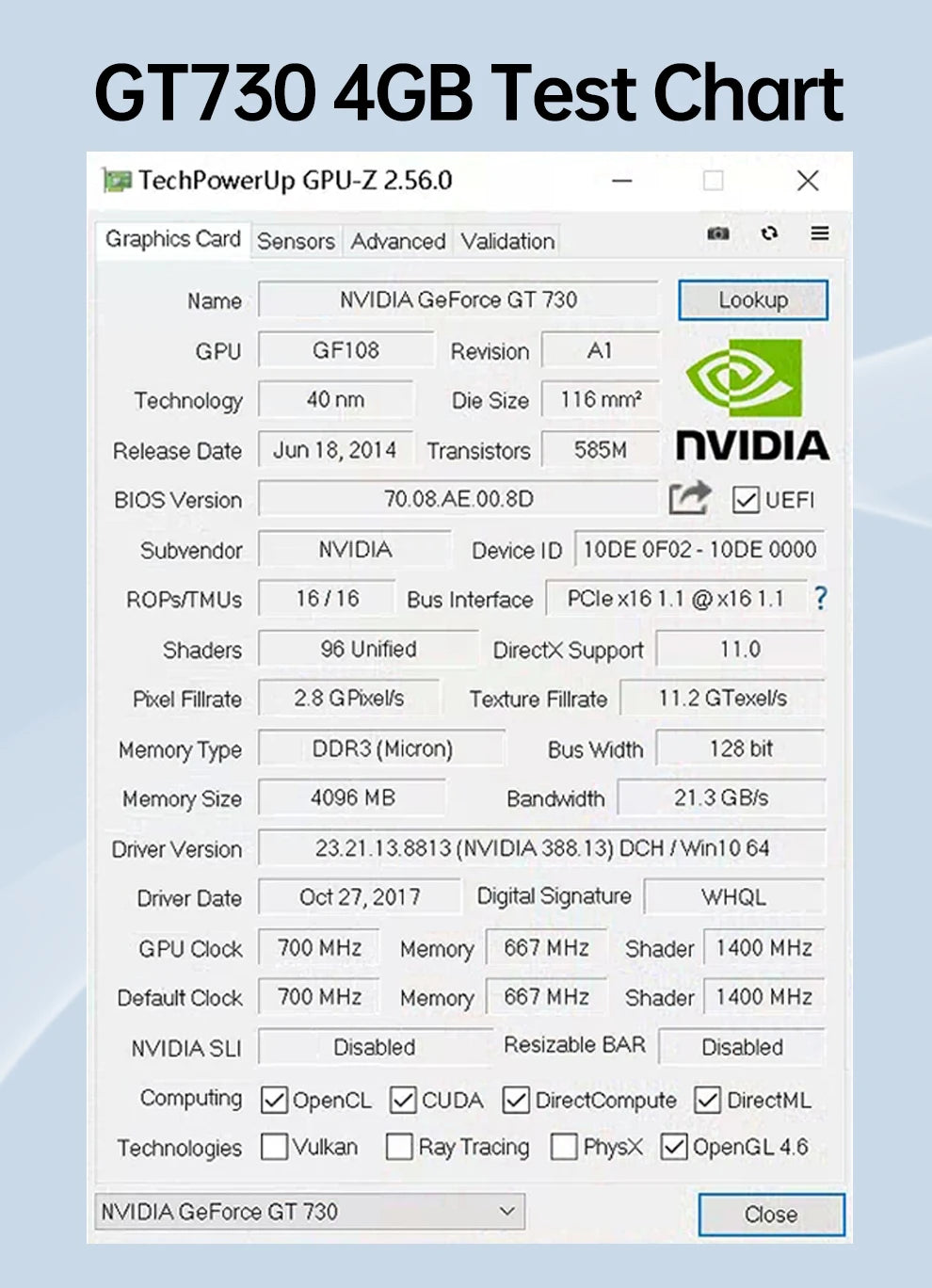 GT730 4GB GDDR3 GPU