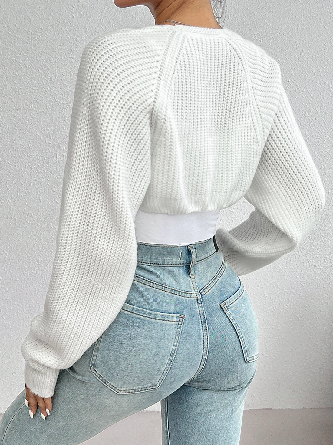 Elegant Solid Color Ribbed Knitted Cardigan