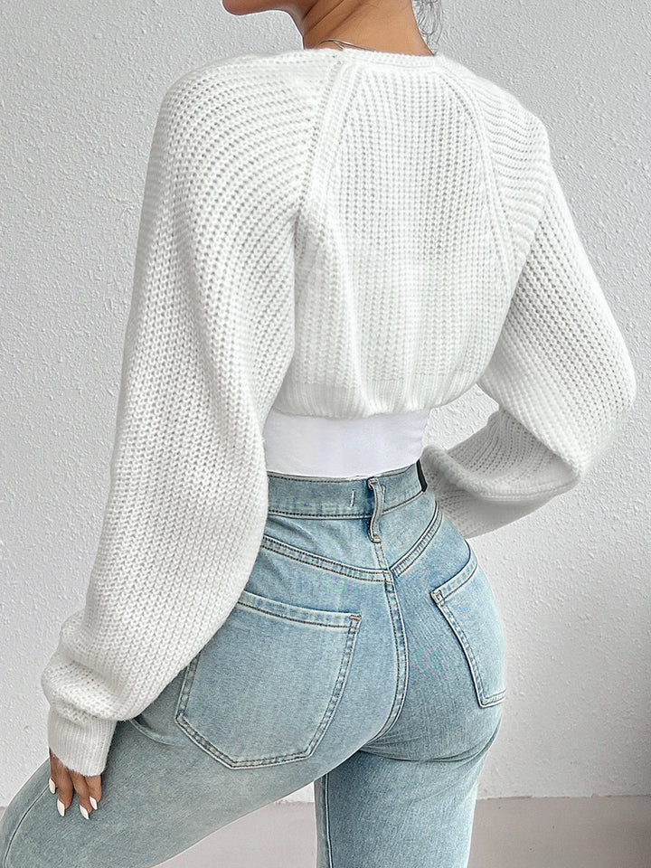 Elegant Solid Color Ribbed Knitted Cardigan