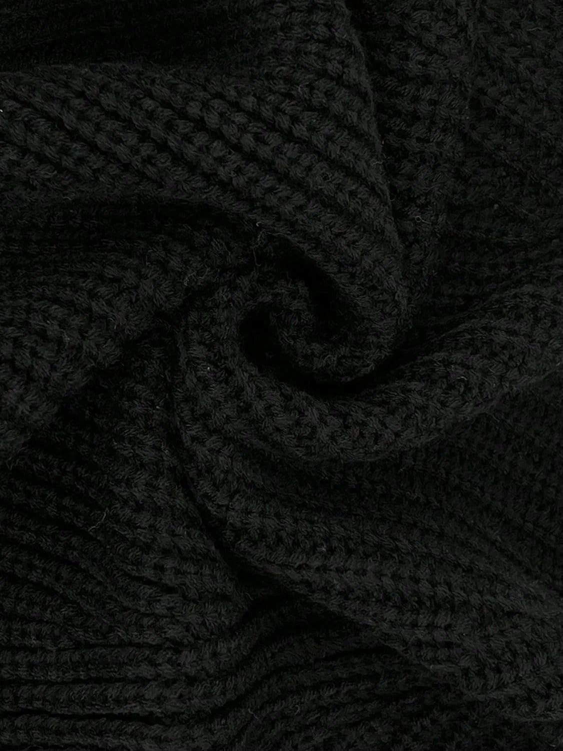 Elegant Solid Color Ribbed Knitted Cardigan
