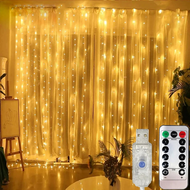 USB LED Curtain String Lights
