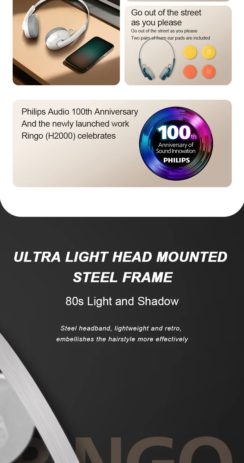 Philips TAH2000 Bluetooth Headphones