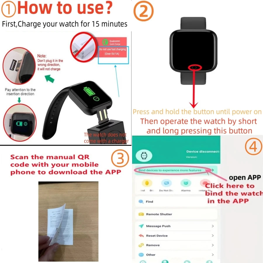 Fitness Smartwatch Android iOS Compatible