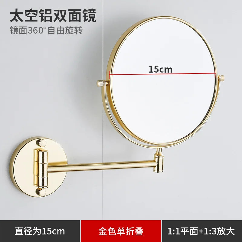 Black & Gold Telescopic Bathroom Mirror