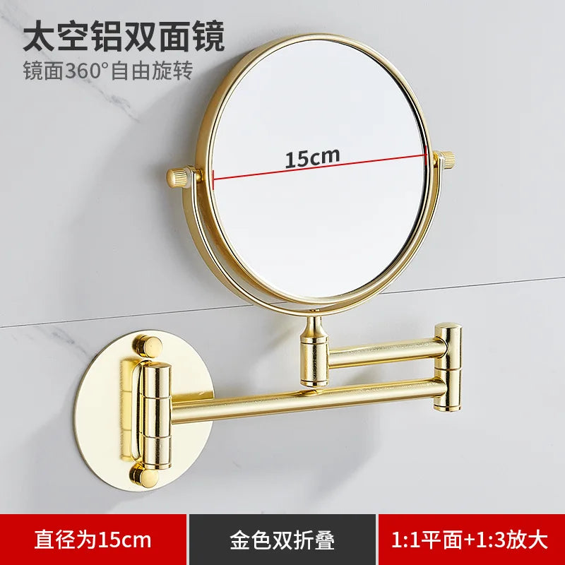Black & Gold Telescopic Bathroom Mirror