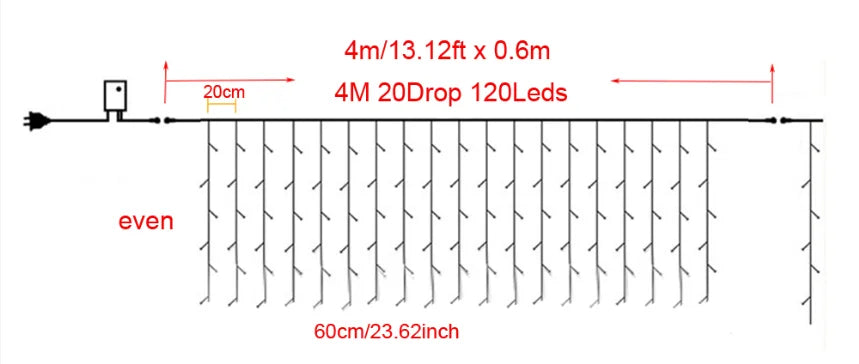 ED Icicle Curtain Lights